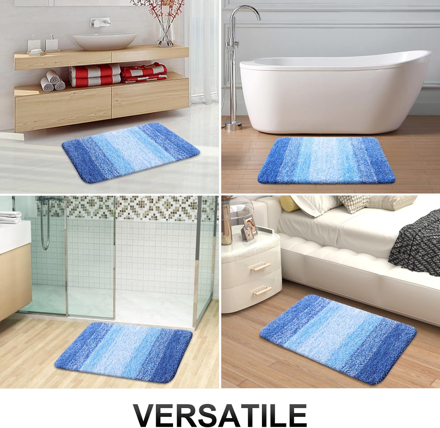 OLANLY Bathroom Runner Rug - Extra Soft, Absorbent Microfiber | Quick Dry, Washable, 45x27, Light Royal Blue