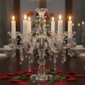 Clear Glass Candelabra by [Brand Name] - 7-Arm 14 Inch Candle Holder for Elegant Wedding & Home Decor