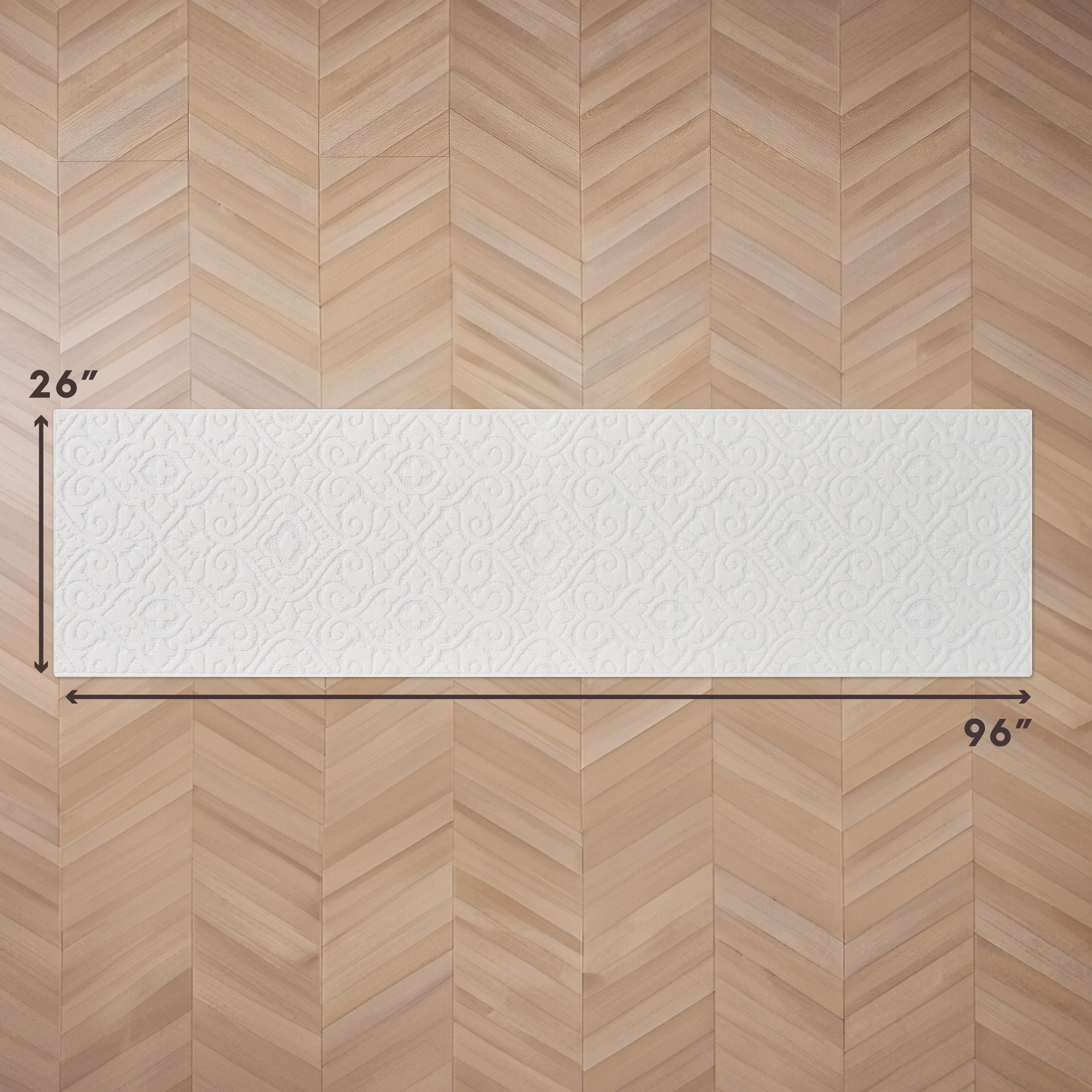 Laura Ashley Hi-Low Tufted 26" x 96" Washable Skid-Resistant Runner Rug - Ivory Feya Solid