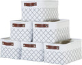 DECOMOMO Small Storage Baskets - Organize Your Closet with Stylish White Check Design | 6 Pack