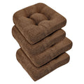 downluxe Chair Cushions for Dining Chairs 4 Pack, Tufted Indoor Chair Pads with Non-Slip Bottom, U-Shaped Kitchen Chair Cushions, 17"x17"x4", Brown