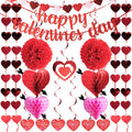 JOYIN 20 Packs Valentine’s Day Swirl String Cutout with Garland , Party Decoration Kit with Banner, Cutouts Swirls Garland, Tissue Fans &Poms for Valentines Party Supplies, Decor Wedding Anniversary