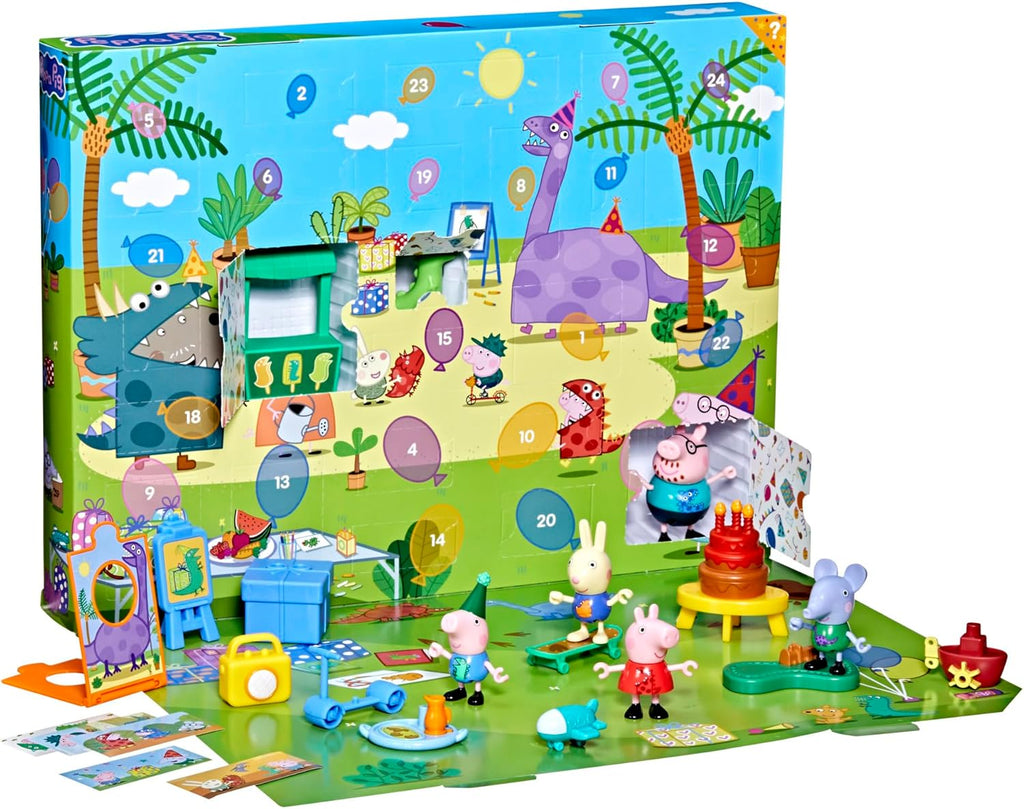 Peppa Pig George's Party Advent Calendar - 24 Surprise Toys & Stickers | Fun Preschool Gift for Kids 3+