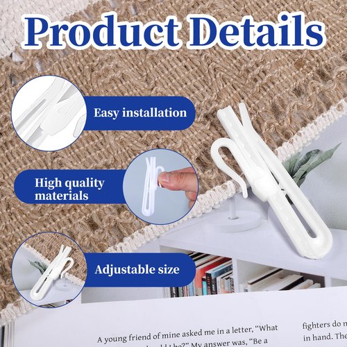 JJUNW 50 PCS Plastic Curtain Hooks, Adjustable Pinch Pleat Hooks for Pleated Drapes Ratchet System Pinch Pleat Curtain Hooks for Window Curtain, Door Curtain, Shower Curtain