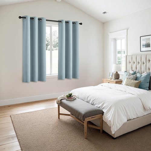 MIULEE Slate Blue Blackout Curtains - Thermal Insulated Room Darkening Drapes | 63 Inches Long, 2 Panels