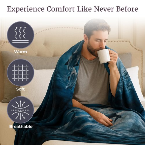 Lavish Home 92"x80" Weighted Blanket with Ocean Dolphins Pattern- Plush Thick 8 Pound Faux Mink Soft Fuzzy Blanket for Couch, Sofa and Bed