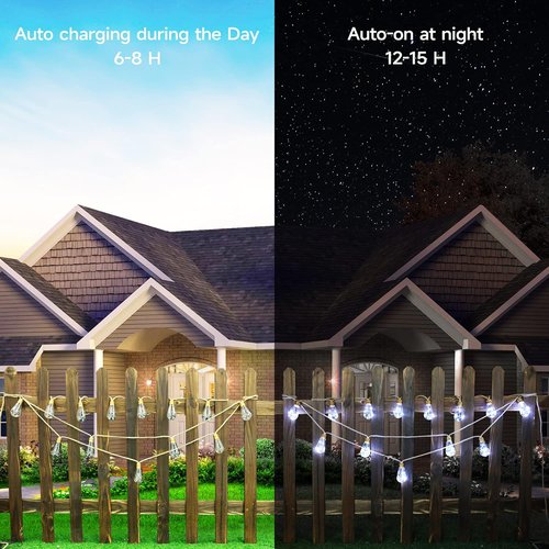 **Skiennix Solar Outdoor String Lights - 20Ft Vintage Rope Design | Waterproof 8 Modes with 16 Shatterproof Bulbs**