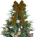 Skiennix 13-Inch Khaki Velvet Bow - Pre-Tied Rustic Decoration for Christmas Trees & Wreaths