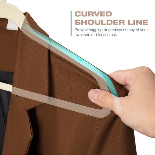 Uinicor 50 Pack Beige Velvet Hangers,Non Slip,Heavy-Duty,Slim,Space Saving,with Felt Surface and Gold 360°Swivel Hook,for Pants,Outfit,Skirts,Suits,Coats,Dresses ect.