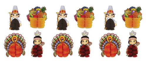 Beistle Thanksgiving Mini Centerpieces 12 Piece, 4"-5", Multicolored