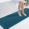 OLANLY Bathroom Rugs - Extra Soft Chenille Bath Mats with Rubber Backing | 59x20, Quick Dry, Peacock Blue
