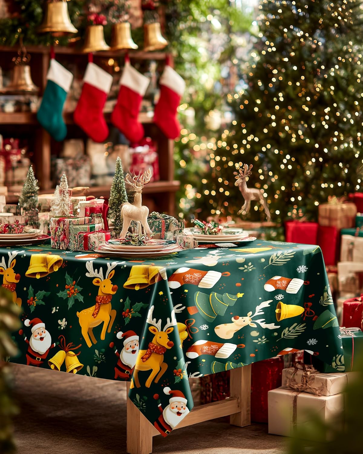 Pureegg Disposable Plastic Tablecloths - Sturdy Leakproof Covers for Parties & Weddings | 54 x 108 Inch, Christmas Green (8 Pack)