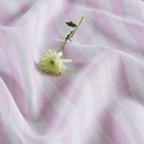 Solino Home Linen Placemats Set of 4 - Sorrento Stripe Pink and White Placemats 14 x 19 Inch - 100% Pure Linen Place Mats for Valentines, Spring, Easter