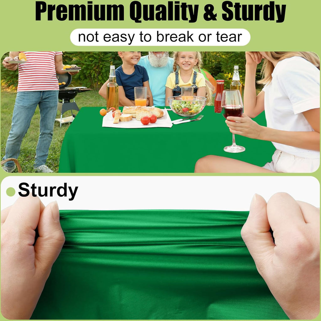 Smiry Disposable Tablecloths - Waterproof Plastic Covers for Parties | 54 x 108 Inch | Green - 3 Pack