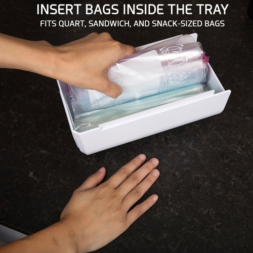 ELYPRO Dispenser for Bags size Quart, Sandwich, and Snack Bags | Under-Cabinet or Shelf Mount | Easy Front-Access Bag Dispensing | Kitchen Organization and Storage Solution
