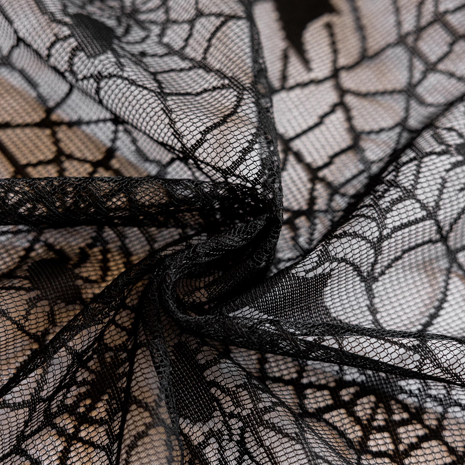 Joyfol Day Halloween Spiderweb Tablecloth, Black Lace Fabric Bats Table Cloths, Spooky Spiders Table Cover, Rectangle Tables Parties Gothic Scary Nights Decorations (60x84 Inch)