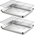 Stainless Steel Baking Sheet Set by [Brand Name] - 2 Pans & 2 Racks, Nonstick & Warp Resistant, 12.4 x 9.6 x 1.2 Inch