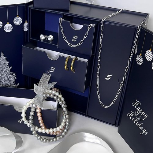 Five Day Jewelry Advent Calendar - Gold Plated Hoop Earrings, Sapphire Studs & Sterling Silver Set
