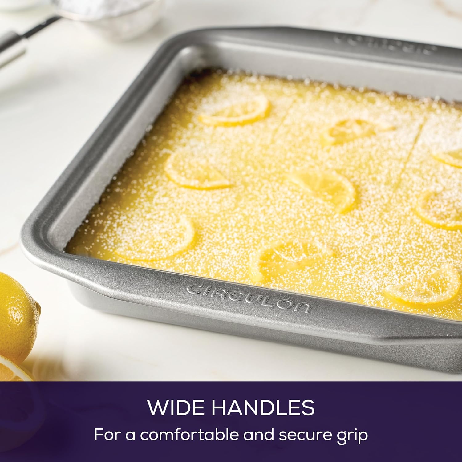 Circulon Nonstick Baking Pan - 9 Inch Square Cake Pan in Stylish Gray Finish