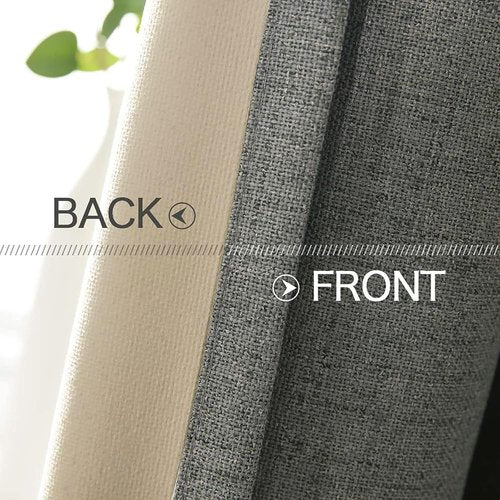 MIULEE Dark Grey Linen Texture Curtains - 2 Pack, 52x108 Inch, Blackout Grommet Design for All Seasons
