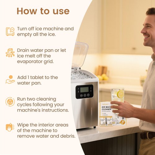 Liebnest Ice Maker Cleaner Tablets, Ice Machine Cleaner Descaler Compatible with Frigidaire, Opal, GE Profile, Kitchenaid, Remove Hard Wate & Odor-Free, 24 Pack