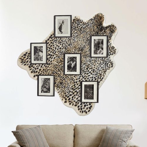 Cheetah Print Rug Leopard Carpet: Small Faux Cowhide Skin Fur Area Rug Animal Printed Hide Mat for Living Room Kitchen 3.3 x 3.1ft