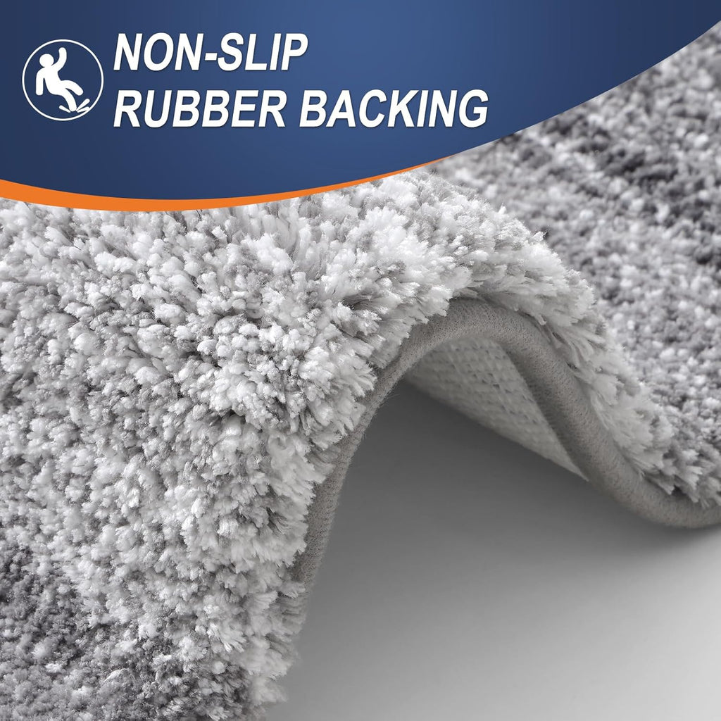 OLANLY Bathroom Rug Set - Soft Absorbent Microfiber Bath Mats & U-Shaped Toilet Rug | Non-Slip, Grey (24"x16" + 24"x20")