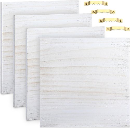 DoubleFill Wooden Craft Signs - 4 Pcs Washed Blank 12x12 Inch Rustic Plaques for DIY Projects | Gift Making