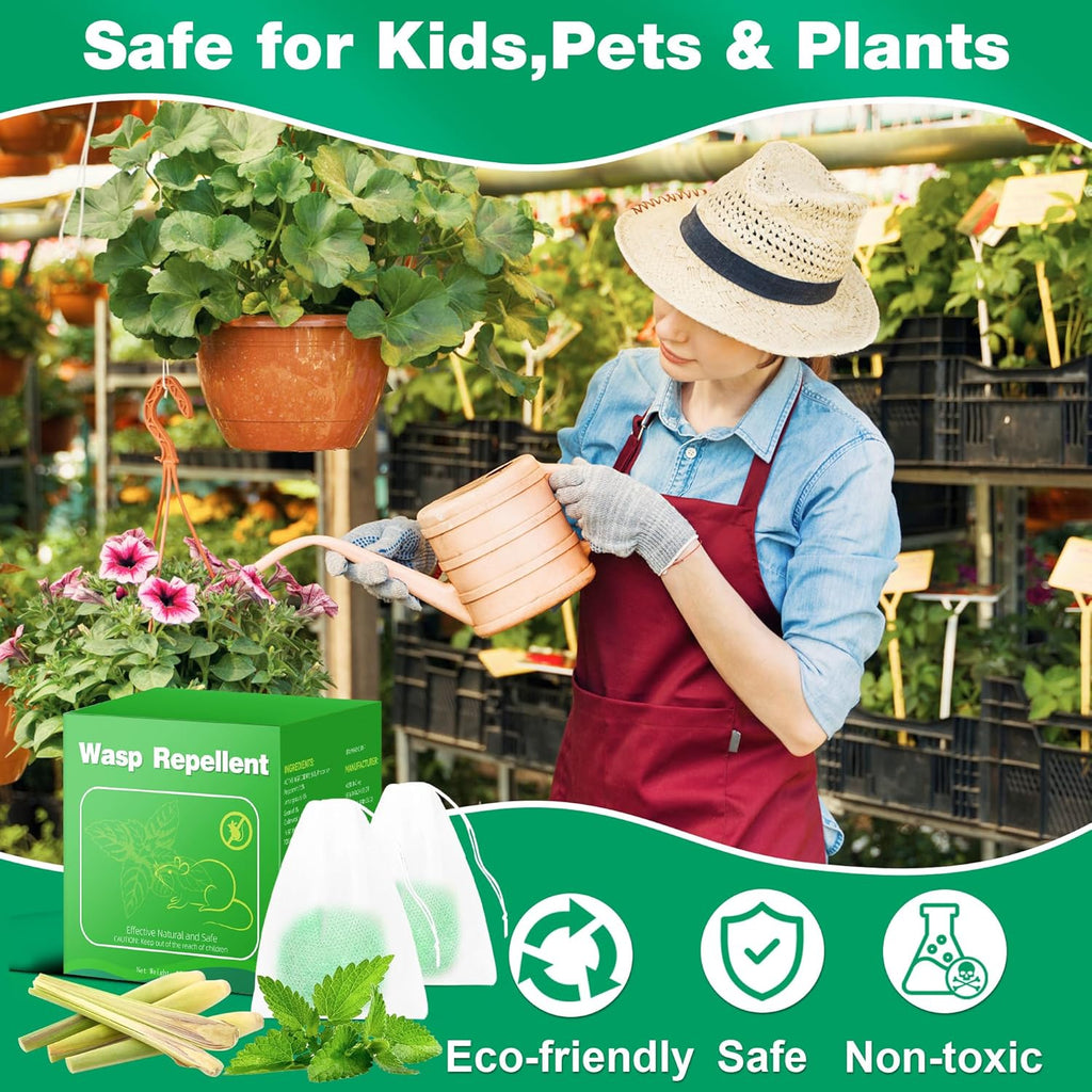 Skiennix Natural Wasp & Bee Repellent - Peppermint Oil Formula, 12 Pack | Safe for Pets & Humans