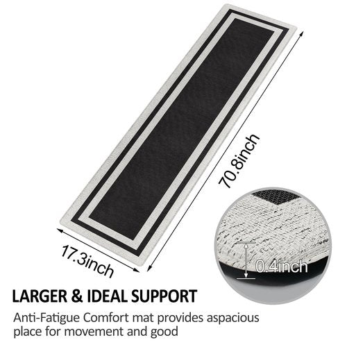 ATRUG Anti Fatigue Kitchen Mat Long Kitchen Mats for Floor Non Slip Waterproof Kitchen Rug Kitchen Runner Kitchen Floor Mats Cushioned Anti Fatigue for Kitchen Sink Office Laundry 17.3" x 70.8" Black