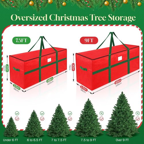 EverMerry Christmas Tree Storage Bag - Heavy Duty 7.5 Ft with Carrying Handles & Dual Zipper
