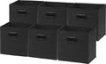 Simple Houseware Foldable Cube Storage Bins with Handles, 11-Inch, Black, 6-Pack, Fabric Cubes Organizer for Closet or Shelves