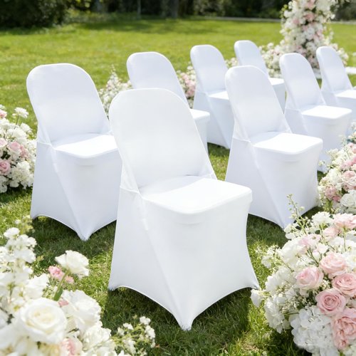 Maiangel 40PCS Stretch Spandex Folding Waterproof Chair Covers,Universal Fitted Chair Cover Protector for Wedding Party Banquet Holidays Celebration Decoration(40, White New)