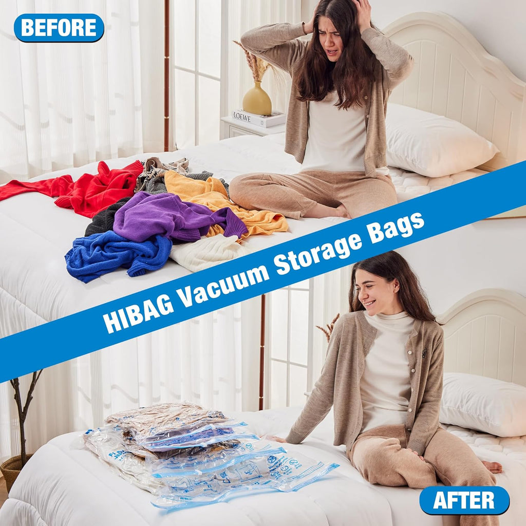 Skiennix Vacuum Storage Bags - Space Saver 35-Pack for Clothes, Bedding & Comforters | Durable & Reusable