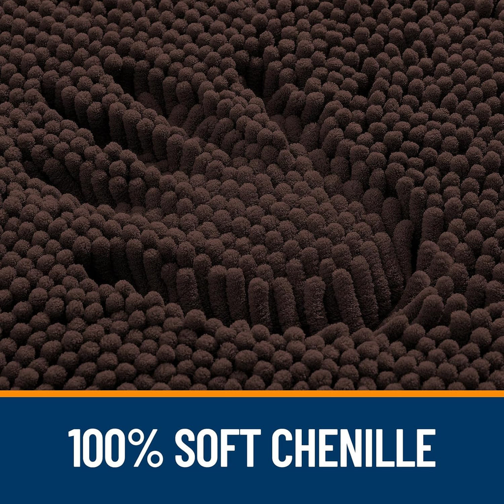 OLANLY Bathroom Runner Rugs - Extra Soft Chenille Bath Mats | Quick Dry, Machine Washable, 44x24, Brown