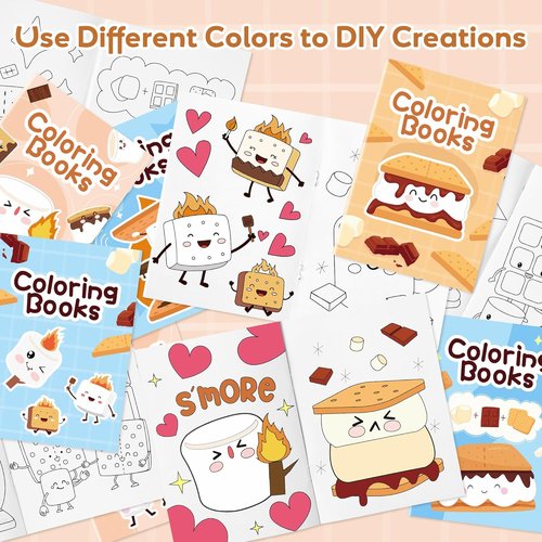 Marshmallow Mini Coloring Books - 24-Pack Campfire-Themed Art for Kids | Perfect Birthday Party Favors