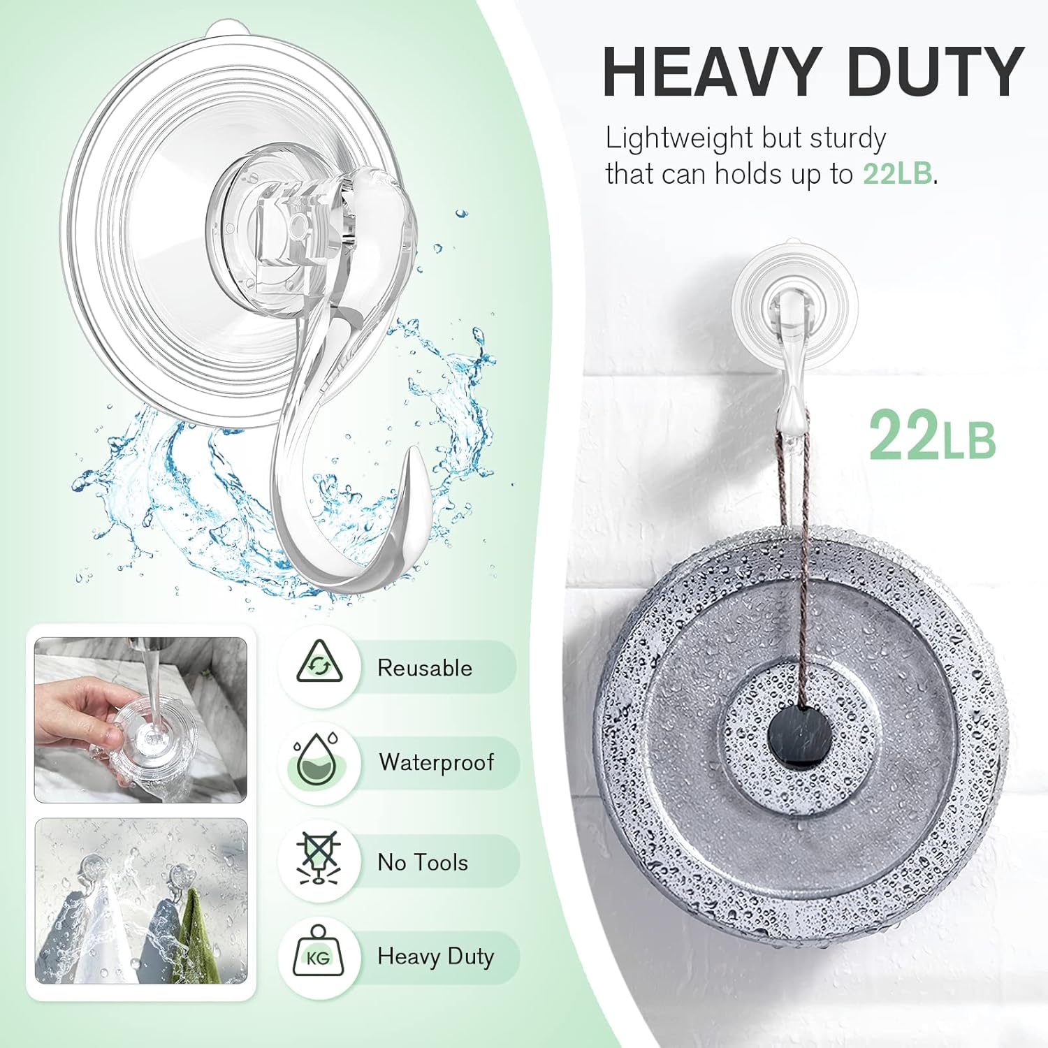 VIS'V Suction Cup Hooks Bundle - Large & Small Hooks for Strong, Versatile Hanging Solutions