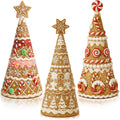 Simgoing Gingerbread Christmas Tree Figurines - 3 Pack Resin Tabletop Decorations for Holiday Centerpieces