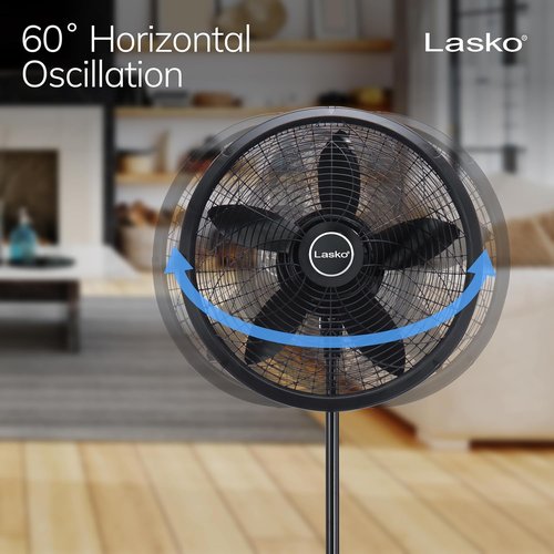 Lasko Pedestal Fan - Oscillating Bedroom Fan with Adjustable Height & 3 Cooling Speeds | 18" Black