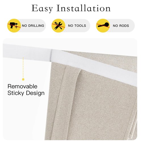 NICETOWN Linen 100% Blackout Door Curtains for French Front Door, Farmhouse Privacy Thermal Insulated Room Darkening Window Covering for Bedroom Living Room, W26 x L69 inch, 1 Panel, Natural