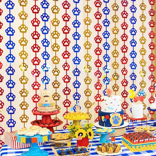 LOLStar Paw Birthday Decorations - 2 Pack Red, Yellow & Blue Tinsel Foil Fringe Curtains | 3.3 x 6.6ft Party Supplies