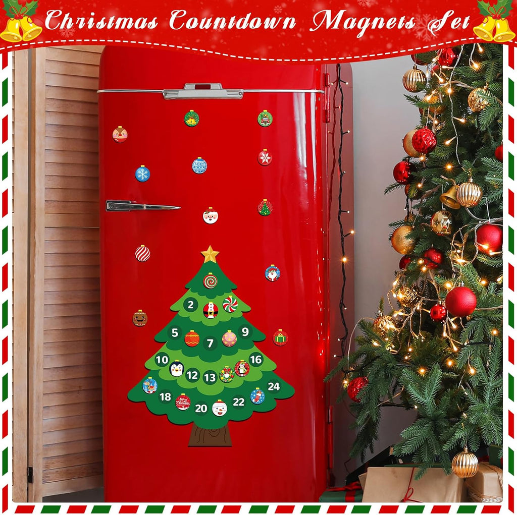 Skiennix Christmas Advent Calendar Magnets - Countdown to Xmas Tree | Fun Holiday Decor for Kids & Adults