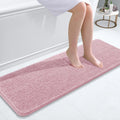 OLANLY Bathroom Runner Rugs - Soft Absorbent Chenille Bath Mat | Quick Dry, Machine Washable, 47x17, Dusty Rose