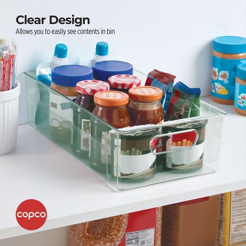 Copco Clear Storage Bin, for Kitchen, Fridge, Pantry, Laundry, and More, 14.4 x 7.9 x 4.07 Inch Clear Green