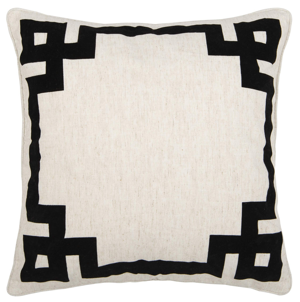 Safavieh Home Renti Natural and Black Greek Key 20-inch Decorative Pillow
