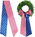 Skiennix Patriotic 4th of July Sash - Reversible Wreath Scarf Decor for Home & Porch | 2 Pcs Set