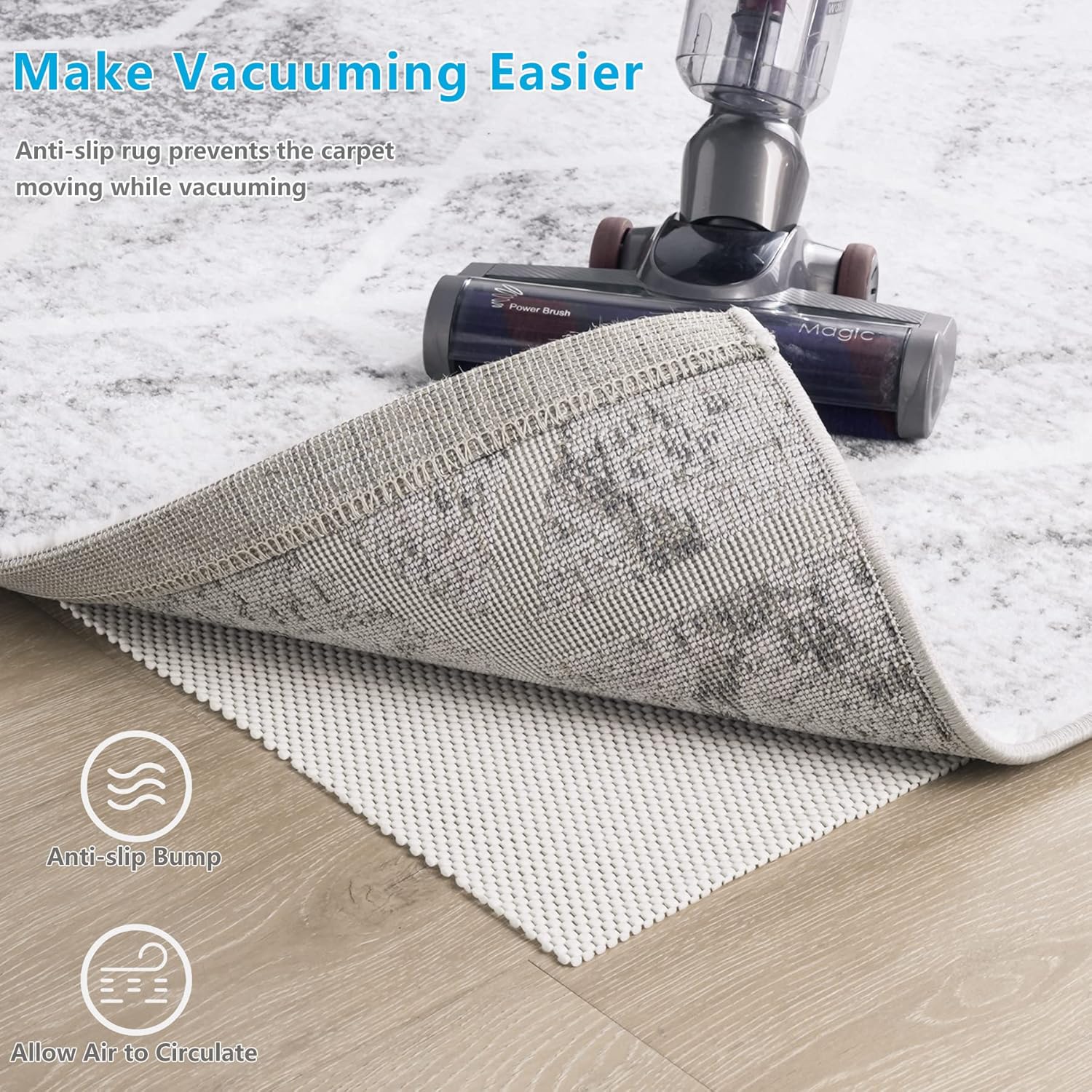 Skiennix Non-Slip Area Rug Pad - Extra Thick 9x12 Feet Gripper for Hardwood Floors