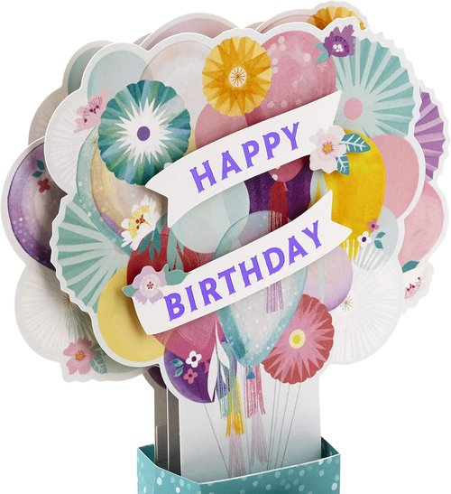 Hallmark Pop-Up Birthday Card for Women - Beautiful Flower Balloons Design