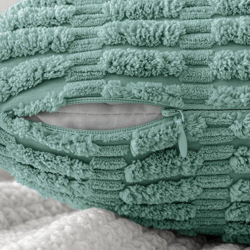 MIULEE Corduroy Decorative Throw Pillow Covers - Soft Boho Striped Design | 20x20 Inch Teal Green for Modern Farmhouse Decor