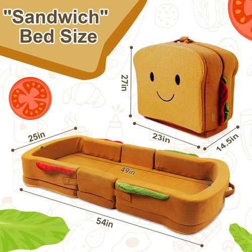 liftoza Toddler Travel Bed Sandwich Style - Portable Toddlers Floor Beds, Foldable Soft Foam Travel Crib for Baby and Kid, Washable Cover Toddler Cot with Safety Rail for Travel, Home/Travel Sleep